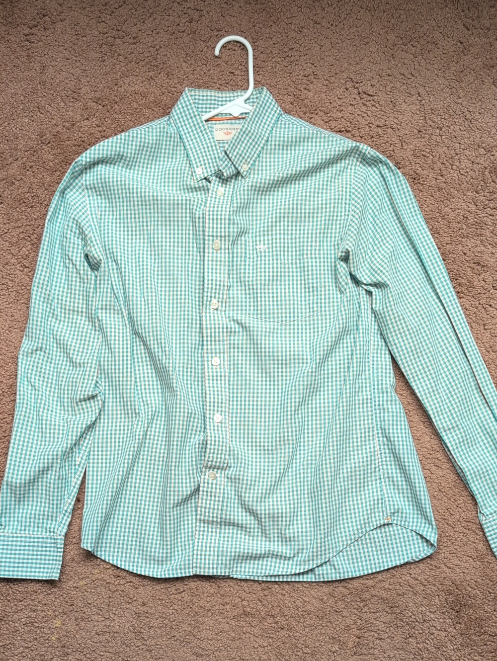 Dockers Men's Mint Green Gingham Button-Down Shirt